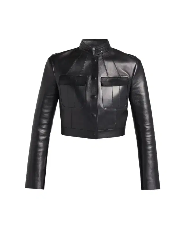 TOM FORD Nappa Leather Single-Breasted Crop Jacket