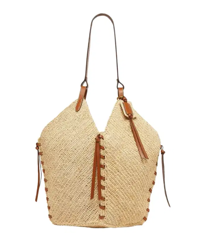 Tampa Raffia & Leather Shoulder Bag