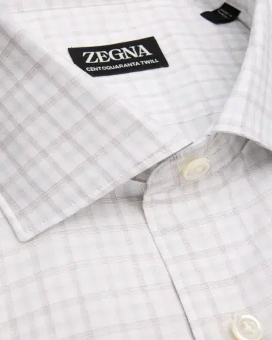 ZEGNA Men's Plaid Cotton-Linen Shirt | Thumbnail 3