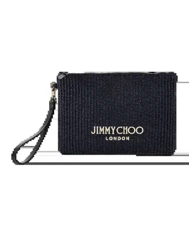 Jimmy Choo Zipped Raffia Flat Pouch | Thumbnail 2 Jimmy Choo Zipped Raffia Flat Pouch | Thumbnail 2
