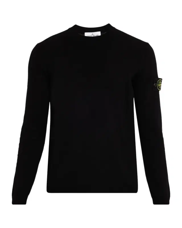 Men 's Cotton Crewneck Sweater with Logo Badge