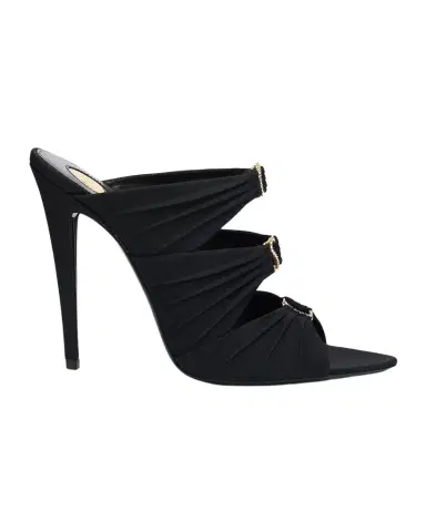Saint Laurent 110mm Emilie Satin Embellished YSL Mules | Thumbnail 1 Saint Laurent 110mm Emilie Satin Embellished YSL Mules | Thumbnail 1