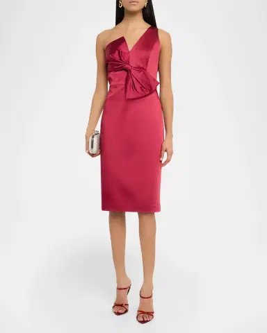 Aidan Mattox Sleeveless One-Shoulder Satin Dress | Thumbnail 2