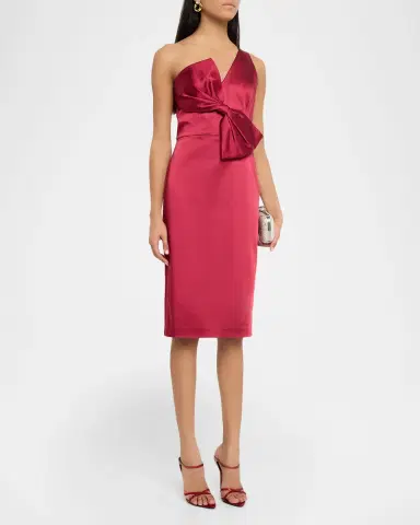 Aidan Mattox Sleeveless One-Shoulder Satin Dress | Thumbnail 4