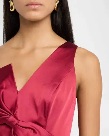 Aidan Mattox Sleeveless One-Shoulder Satin Dress | Thumbnail 5