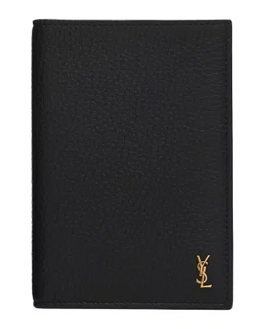 Saint Laurent Men's Tiny Cassandre YSL Passport Case in Grained Leather | Thumbnail 1 Saint Laurent Men's Tiny Cassandre YSL Passport Case in Grained Leather | Thumbnail 1