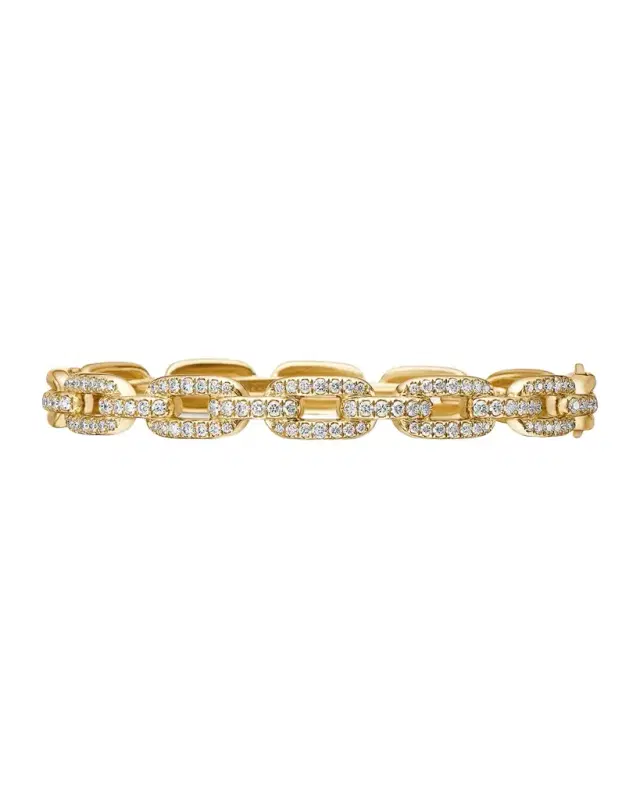 Stax Link Bracelet with Diamonds in 18K Gold, 7mm