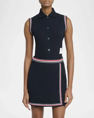 Thom Browne Cotton Pique Sleeveless Button-Down Top | Thumbnail 6