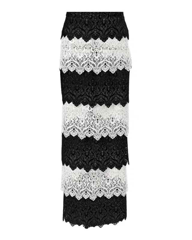 Tiered Lace Maxi Pencil Skirt