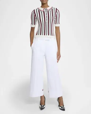 Thom Browne Striped-Trim Straight-Leg Ankle Trousers | Thumbnail 2 Thom Browne Striped-Trim Straight-Leg Ankle Trousers | Thumbnail 2