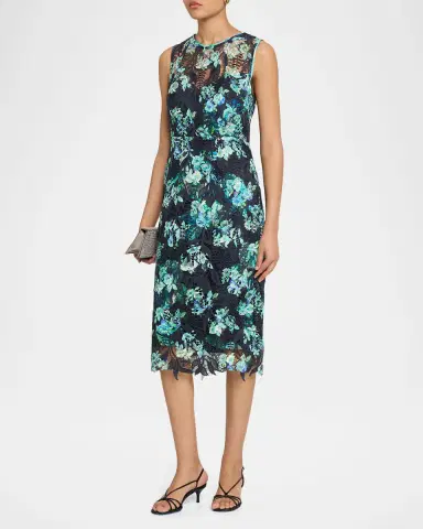 Ungaro Palmer Floral-Print Lace Midi Sheath Dress | Thumbnail 3 Ungaro Palmer Floral-Print Lace Midi Sheath Dress | Thumbnail 3