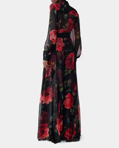 Carolina Herrera Iris Rose Silk Chiffon Extra Wide-Leg Pants | Thumbnail 3 Carolina Herrera Iris Rose Silk Chiffon Extra Wide-Leg Pants | Thumbnail 3