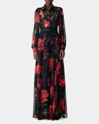 Carolina Herrera Iris Rose Silk Chiffon Extra Wide-Leg Pants | Thumbnail 4 Carolina Herrera Iris Rose Silk Chiffon Extra Wide-Leg Pants | Thumbnail 4