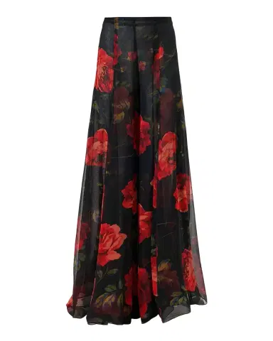 Carolina Herrera Iris Rose Silk Chiffon Extra Wide-Leg Pants | Thumbnail 1 Carolina Herrera Iris Rose Silk Chiffon Extra Wide-Leg Pants | Thumbnail 1