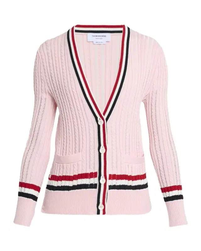Ladder Cable Knit V-Neck Cardigan