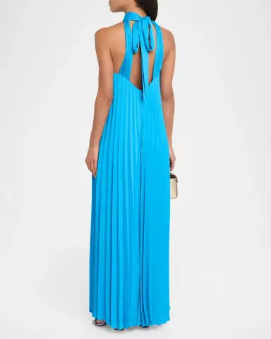 Ungaro Beverly Pleated Trapeze Halter Gown | Thumbnail 2