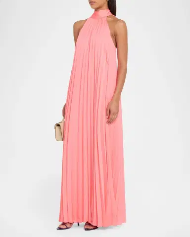 Ungaro Beverly Pleated Trapeze Halter Gown | Thumbnail 7