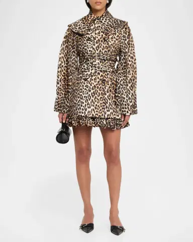 Ganni Leopard-Print Duchesse Satin Mini Skirt | Thumbnail 2 Ganni Leopard-Print Duchesse Satin Mini Skirt | Thumbnail 2