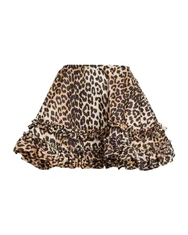 Ganni Leopard-Print Duchesse Satin Mini Skirt | Thumbnail 1 Ganni Leopard-Print Duchesse Satin Mini Skirt | Thumbnail 1