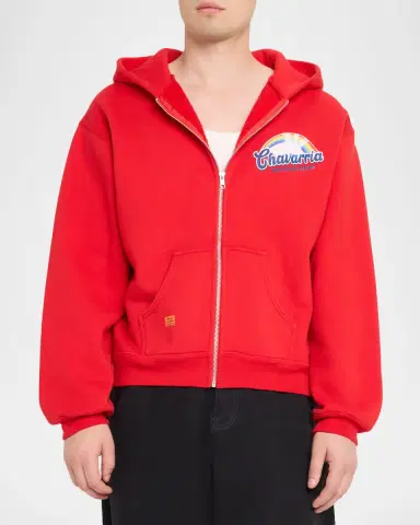 Willy Chavarria Men's Graphic Logo Cotton Full-Zip Hoodie | Thumbnail 4 Willy Chavarria Men's Graphic Logo Cotton Full-Zip Hoodie | Thumbnail 4