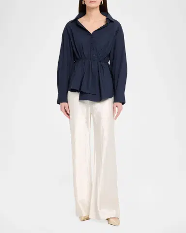 Rosie Assoulin Falling Off-The-Shoulder Cotton Poplin Shirt | Thumbnail 2 Rosie Assoulin Falling Off-The-Shoulder Cotton Poplin Shirt | Thumbnail 2