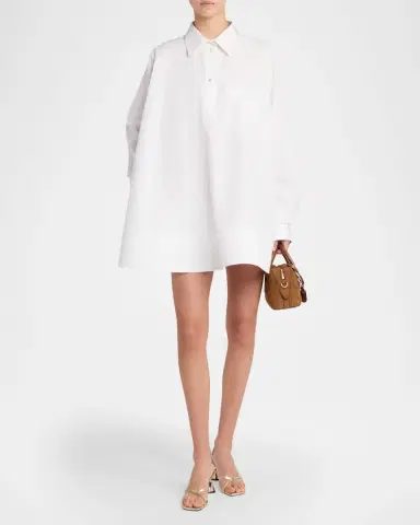 Stella McCartney Long-Sleeve Cotton Poplin Mini Shirtdress | Thumbnail 2