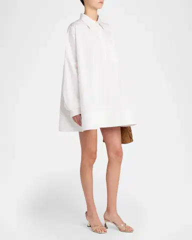 Stella McCartney Long-Sleeve Cotton Poplin Mini Shirtdress | Thumbnail 4
