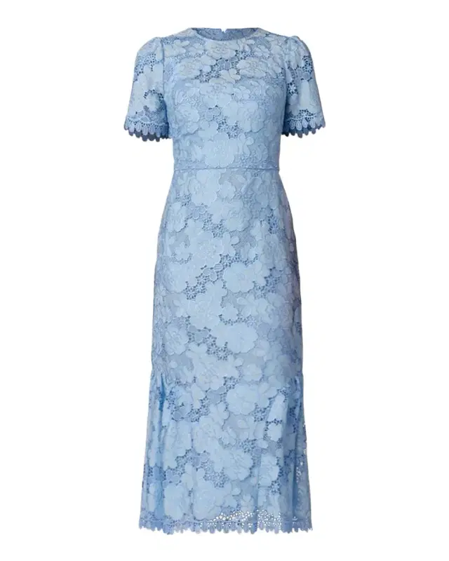 Shoshanna Emmie Floral Lace Trumpet Midi Dress