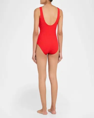 Shoshanna Lace-Up One-Piece Swimsuit | Thumbnail 3