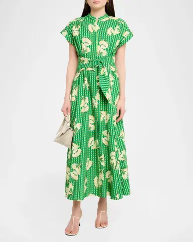 Saloni Neesha Short-Sleeve Cotton Maxi Dress | Thumbnail 2 Saloni Neesha Short-Sleeve Cotton Maxi Dress | Thumbnail 2