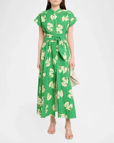 Saloni Neesha Short-Sleeve Cotton Maxi Dress | Thumbnail 4 Saloni Neesha Short-Sleeve Cotton Maxi Dress | Thumbnail 4