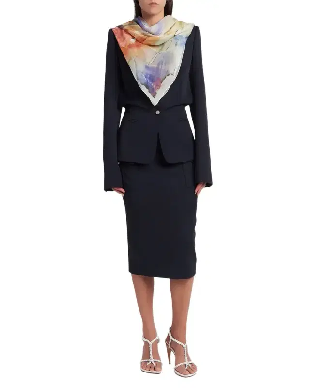 McQueen Painted Flora Silk Scarf