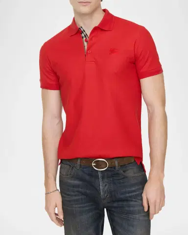 Burberry Men's Slim Fit Check-Placket Pique Polo Shirt | Thumbnail 2 Burberry Men's Slim Fit Check-Placket Pique Polo Shirt | Thumbnail 2