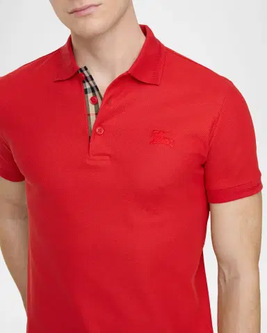Burberry Men's Slim Fit Check-Placket Pique Polo Shirt | Thumbnail 3 Burberry Men's Slim Fit Check-Placket Pique Polo Shirt | Thumbnail 3