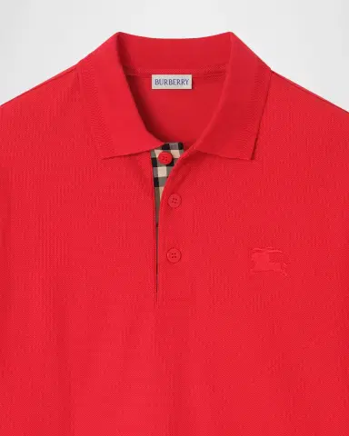 Burberry Men's Slim Fit Check-Placket Pique Polo Shirt | Thumbnail 4 Burberry Men's Slim Fit Check-Placket Pique Polo Shirt | Thumbnail 4
