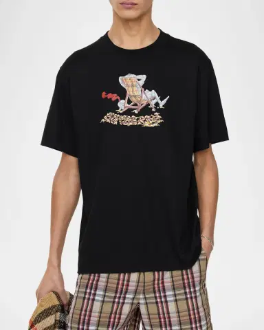 Burberry Men's Ryan Equestrian Knight Artwork Crewneck T-Shirt | Thumbnail 2 Burberry Men's Ryan Equestrian Knight Artwork Crewneck T-Shirt | Thumbnail 2