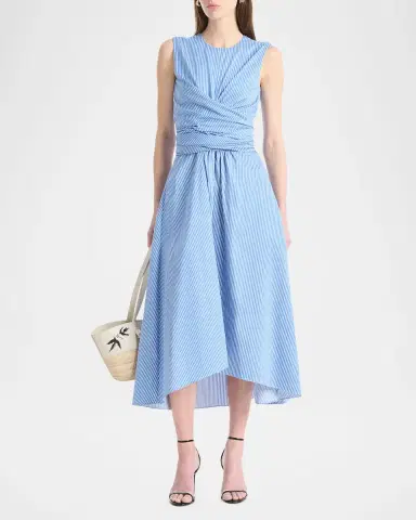 Altuzarra Penny Striped Crossover Draped Midi Dress | Thumbnail 2