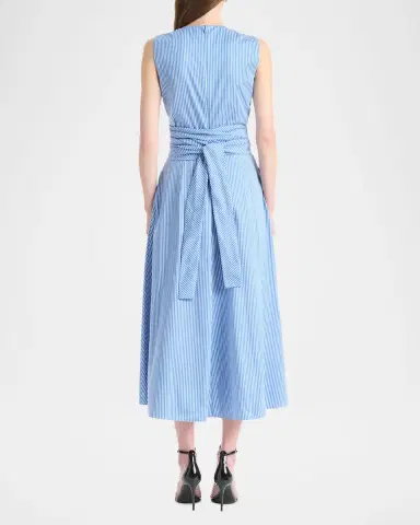 Altuzarra Penny Striped Crossover Draped Midi Dress | Thumbnail 3