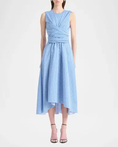 Altuzarra Penny Striped Crossover Draped Midi Dress | Thumbnail 4