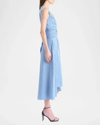 Altuzarra Penny Striped Crossover Draped Midi Dress | Thumbnail 6