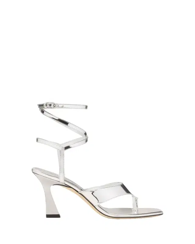 Stuart Weitzman 85mm Vinnie Metallic Leather Wrap Thong Sandals
