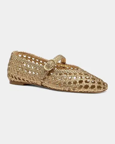 Stuart Weitzman Prim Woven Metallic Leather Mary Jane Ballerina Flats | Thumbnail 4 Stuart Weitzman Prim Woven Metallic Leather Mary Jane Ballerina Flats | Thumbnail 4