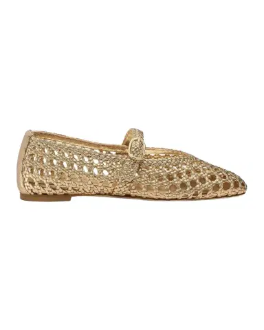Stuart Weitzman Prim Woven Metallic Leather Mary Jane Ballerina Flats | Thumbnail 1 Stuart Weitzman Prim Woven Metallic Leather Mary Jane Ballerina Flats | Thumbnail 1