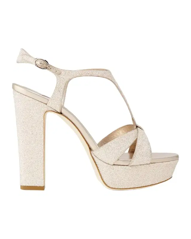 120mm Kesia Glitter Leather Platform Sandals