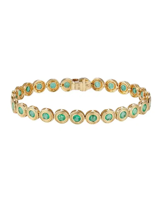 14K Emerald Green Fluted Bracelet