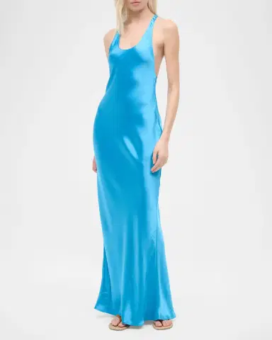 Staud Juanita Satin Racerback Dress | Thumbnail 4 Staud Juanita Satin Racerback Dress | Thumbnail 4