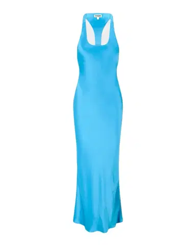 Staud Juanita Satin Racerback Dress | Thumbnail 1 Staud Juanita Satin Racerback Dress | Thumbnail 1