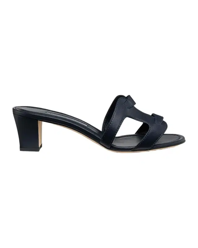 Manolo Blahnik 50mm Grellanu Leather Mule Sandals