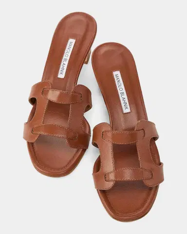 Manolo Blahnik 50mm Grellanu Leather Mule Sandals | Thumbnail 3