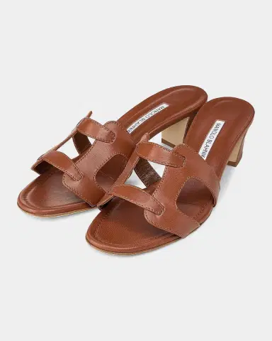 Manolo Blahnik 50mm Grellanu Leather Mule Sandals | Thumbnail 4